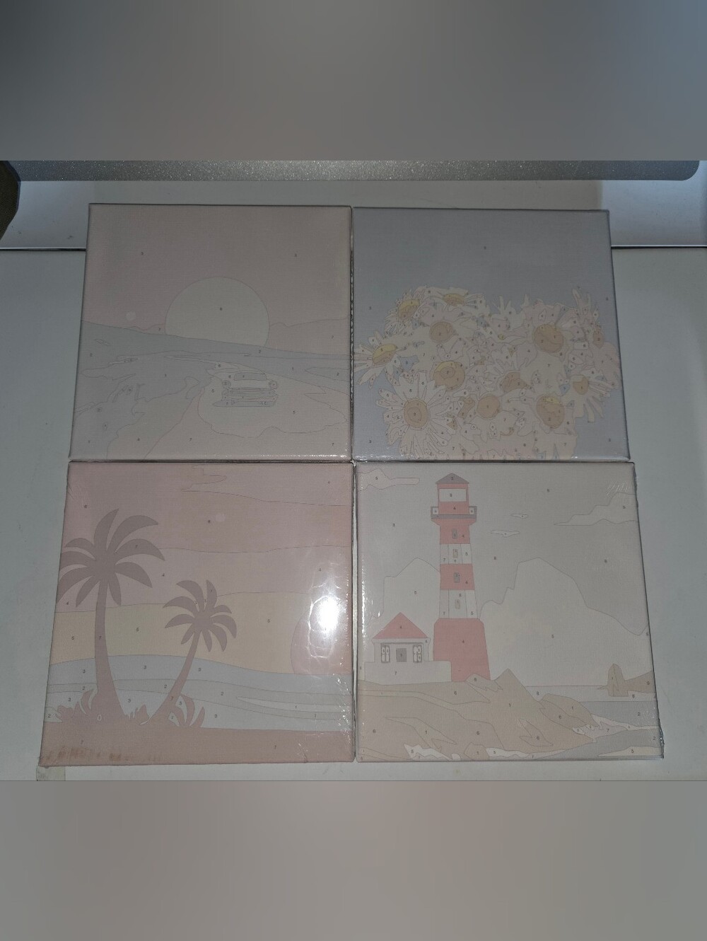 Nezyo 12 Sets Paint by Numbers with Frame for Adults, Acrylic Canvas 8x8